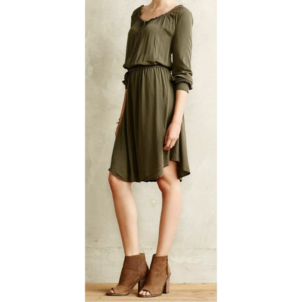 Anthropologie Holding Horses Ocala Dress Womens 10 Green Western Minimalist Boho